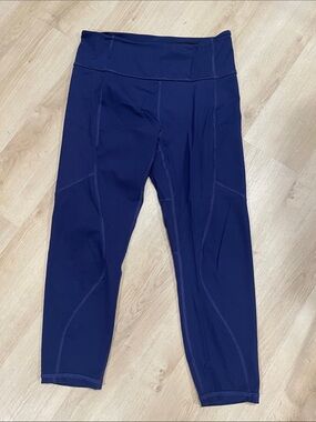 High-Rise Navy Performance Capri Leggings